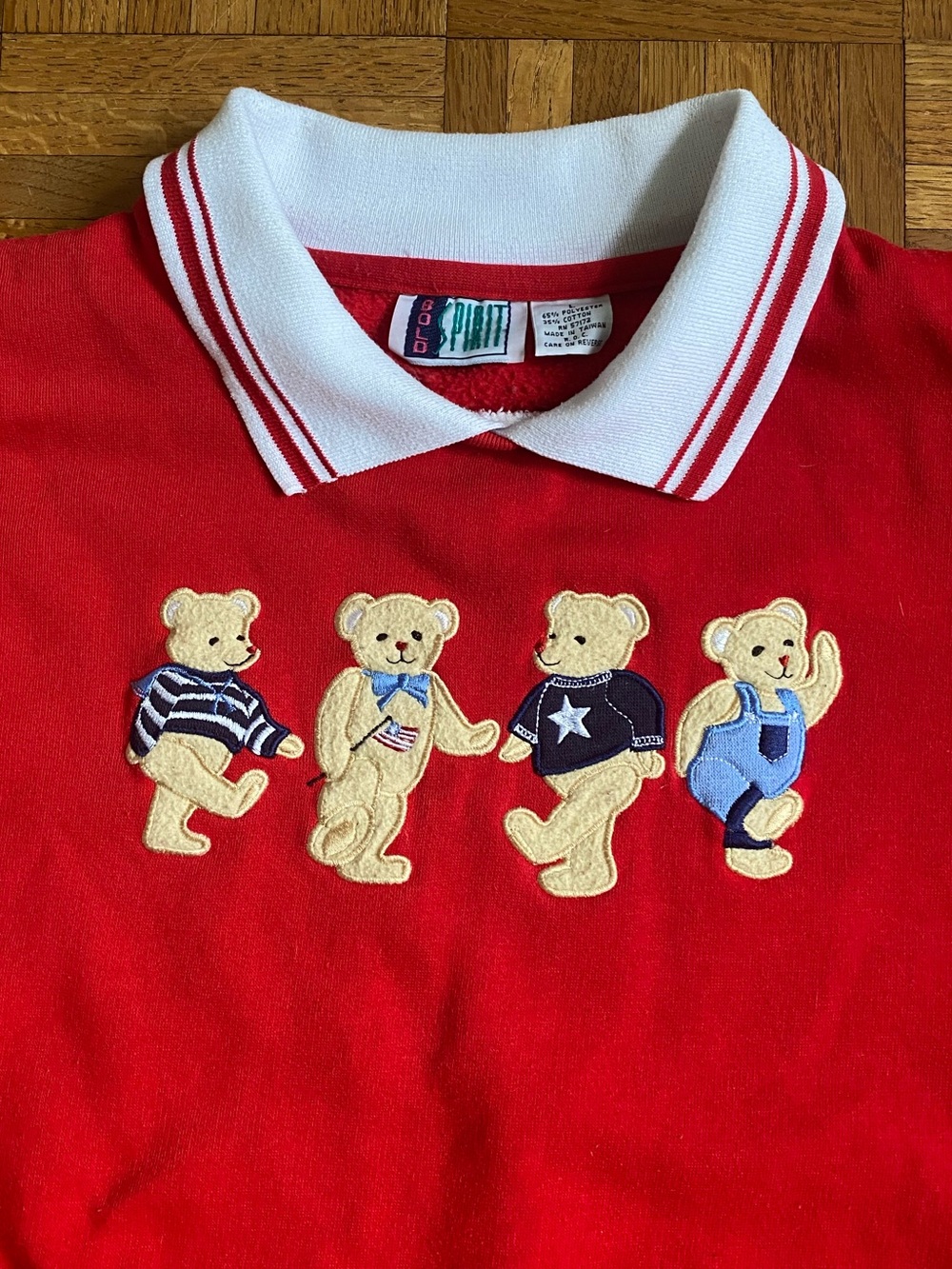 Vintage Americana Bears Collared Sweatshirt Preppy Womens Large